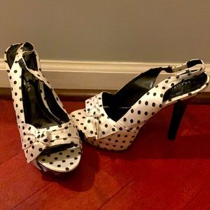 Charlotte Russe Black and White polka dot Bow heels
